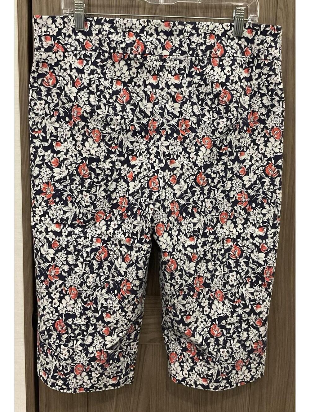 Coral Bay Womens Blue/floral Elastic Waist Stretchy Capri Pants Size 18 - Picture 2 of 9